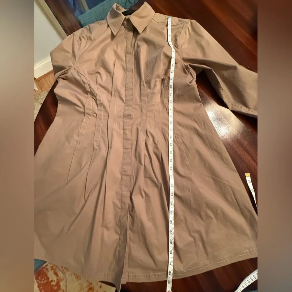 Pilcro Pintuck Mini Shirt Dress Pleated Tan Women's 1X Anthropologie Plus NWOT - Picture 13 of 16